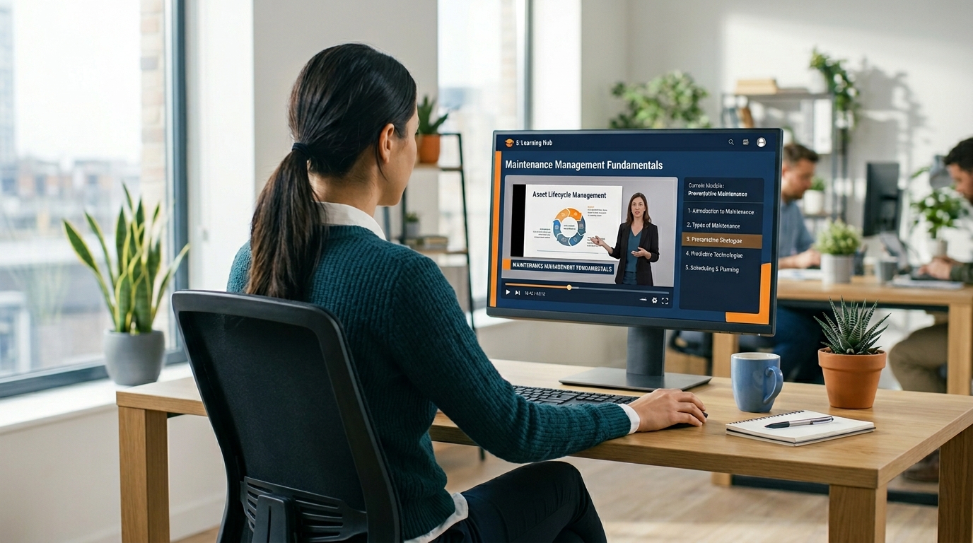 Office worker watching the MAINTEX introduction course